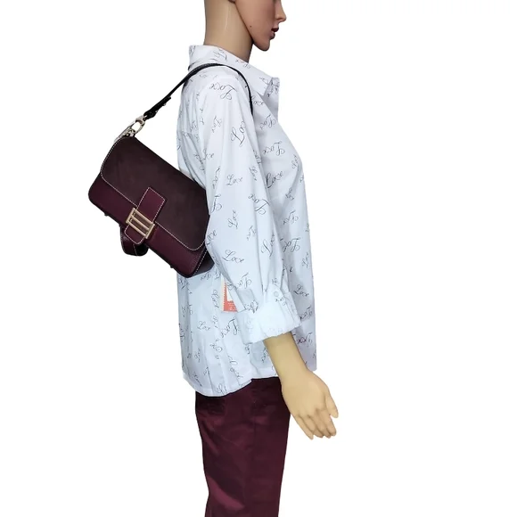 Divina Firenze Italian Leather Chic Maroon Bordeaux Shoulder Bag NWT - Picture 6 of 6
